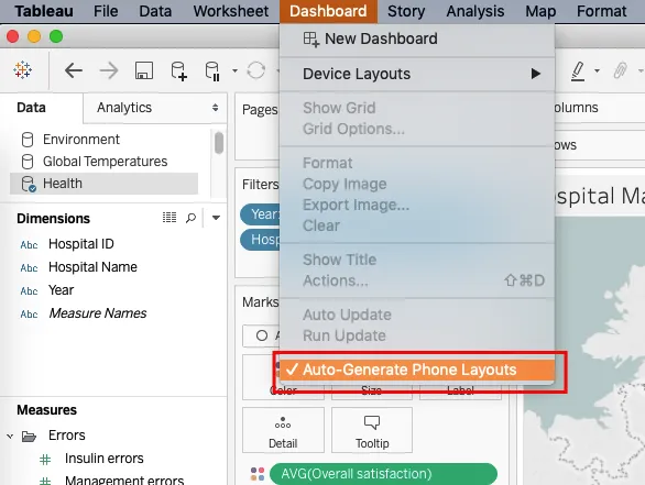 Disabling the auto generation of phone layouts in Tableau