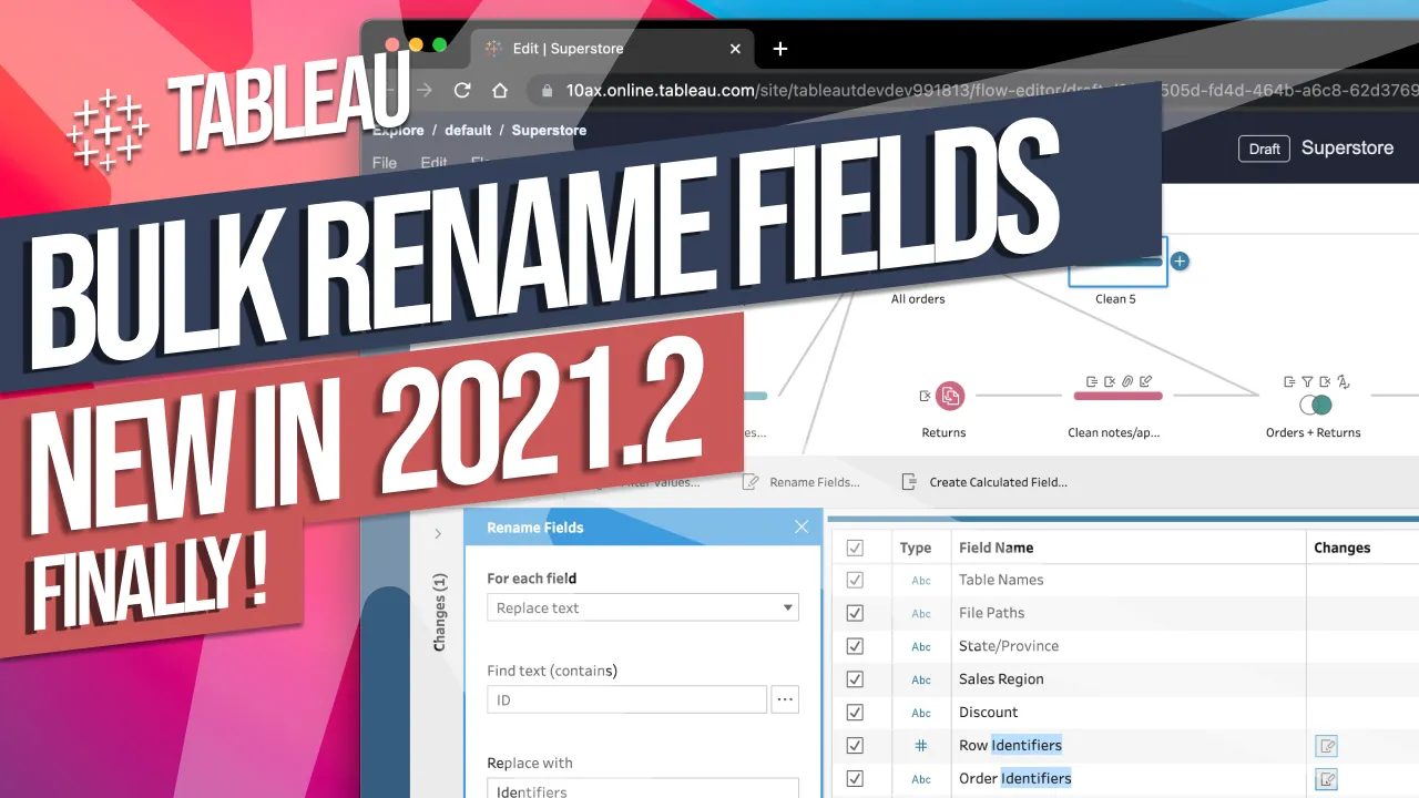 Bulk rename fields in Tableau Prep: New in Tableau 2021.2