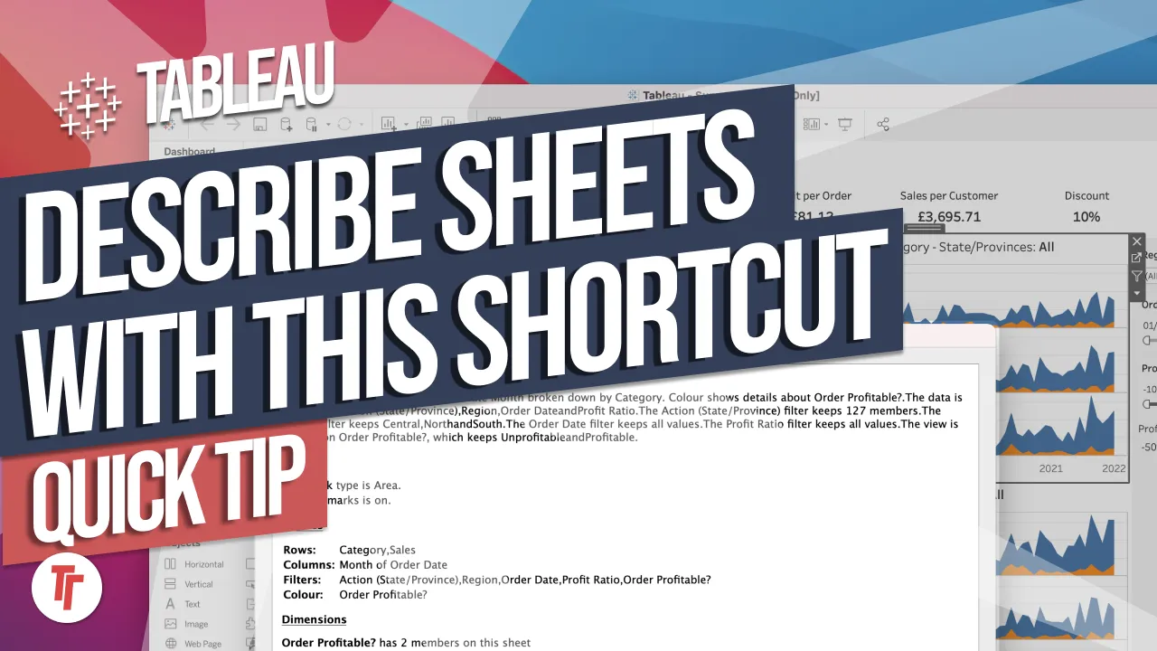 One of my favourite small features in Tableau: Describe sheets and fields: Quick tip