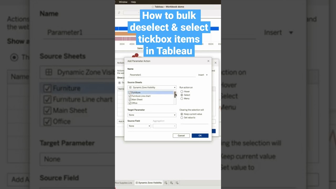How to bulk deselect & select tickbox items in - Tableau Tip